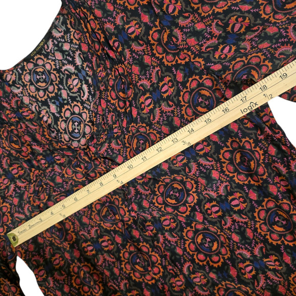 Kobi Halperin Silk Blouse Size Small Boho Print Black Red Top Abstract - Picture 8 of 9